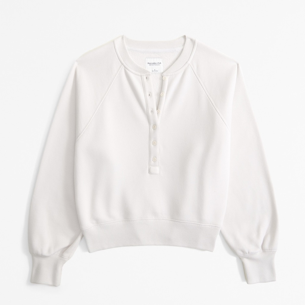 A&F Essential Sunday Henley Crew sweatshirt size XXS - Picture 2 of 6